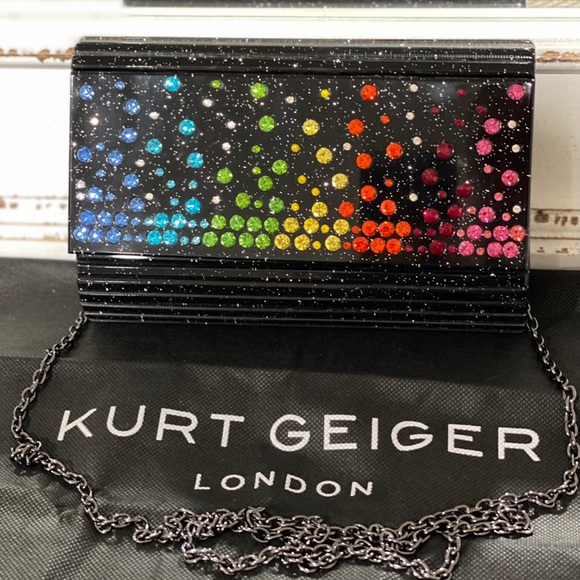 Kurt Geiger London Black Crystal Embellished Party Clutch - Picture 10 of 10